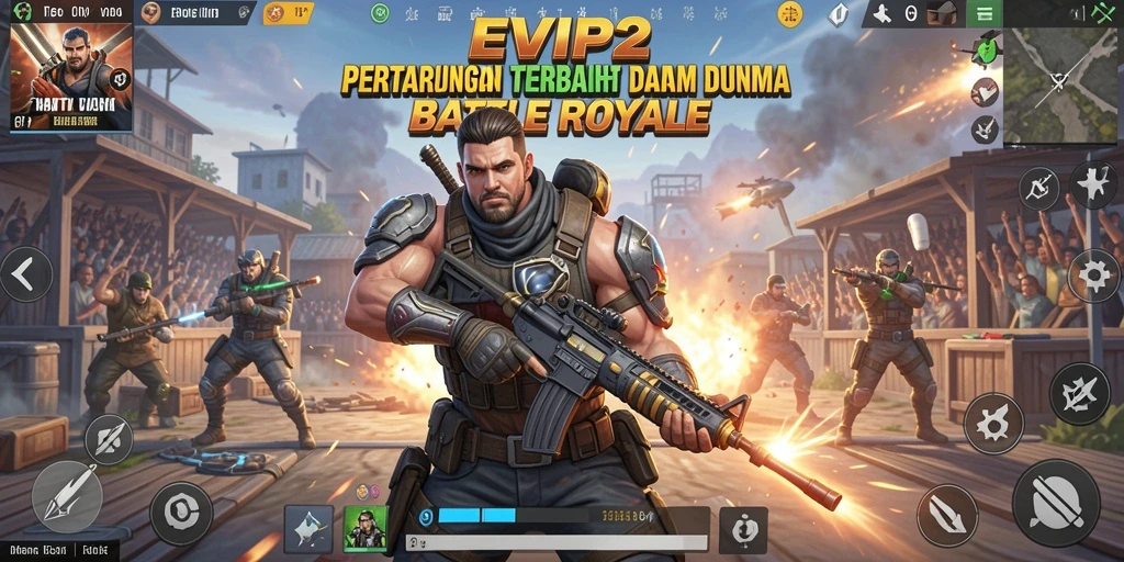 Tampilan seru dari gameplay EVIP2 dalam pertarungan Battle Royale.